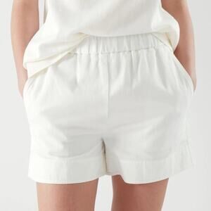 COS Cotton Linen Pull-On Shorts in White Casual Minimalist Size 10